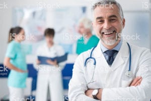 Doctor and hospital staff
